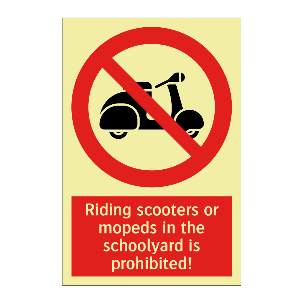 Riding scooters or mopeds in the schoolyard is prohibited!