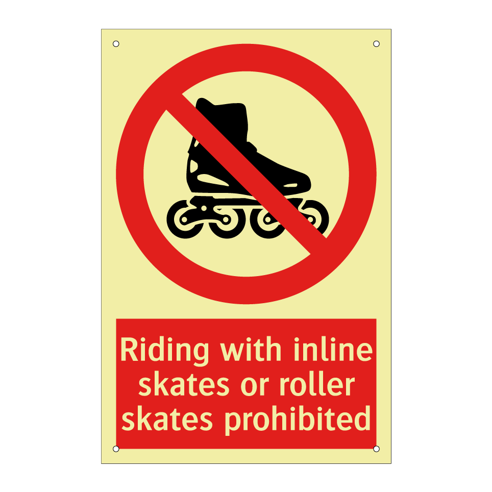 Riding with inline skates or roller skates prohibited