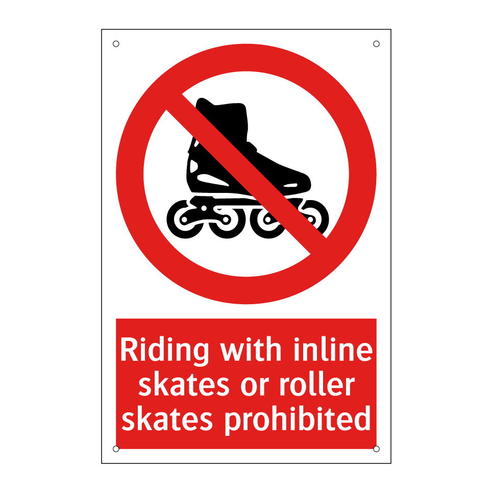 Riding with inline skates or roller skates prohibited