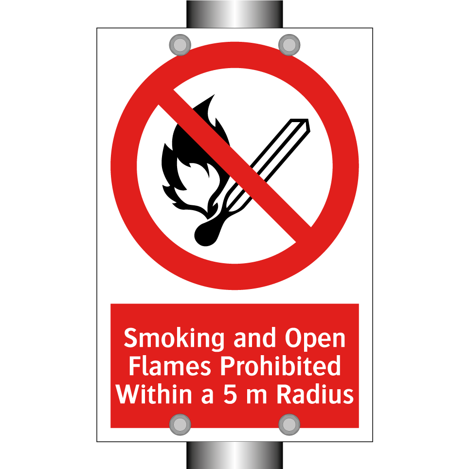 Smoking and Open Flames Prohibited Within a 5 m Radius