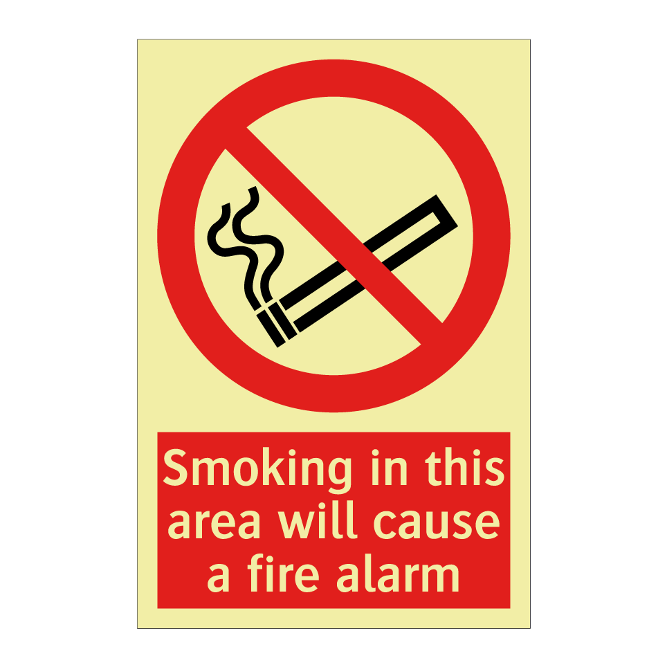 Smoking in this area will cause a fire alarm