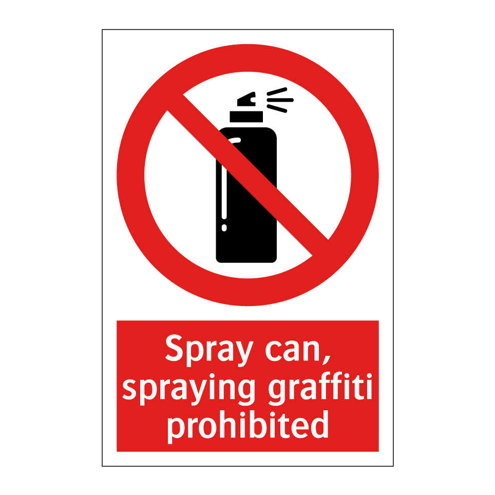 Spray can, spraying graffiti prohibited