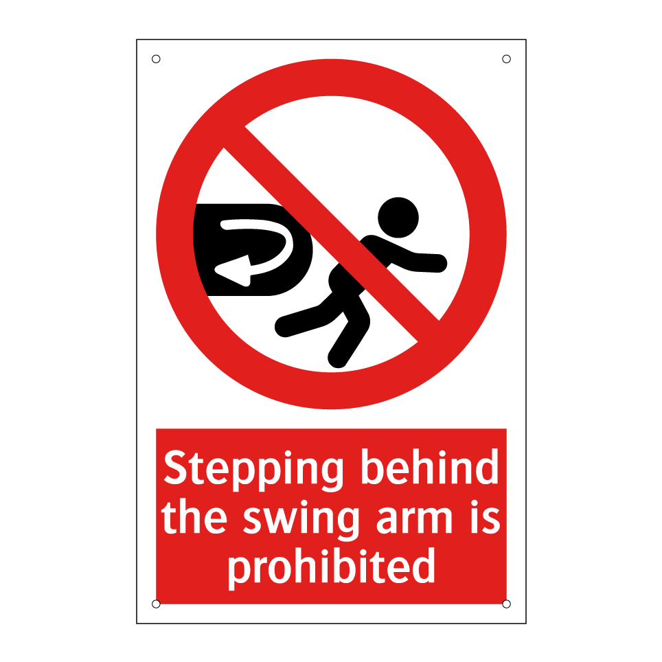 Stepping behind the swing arm is prohibited