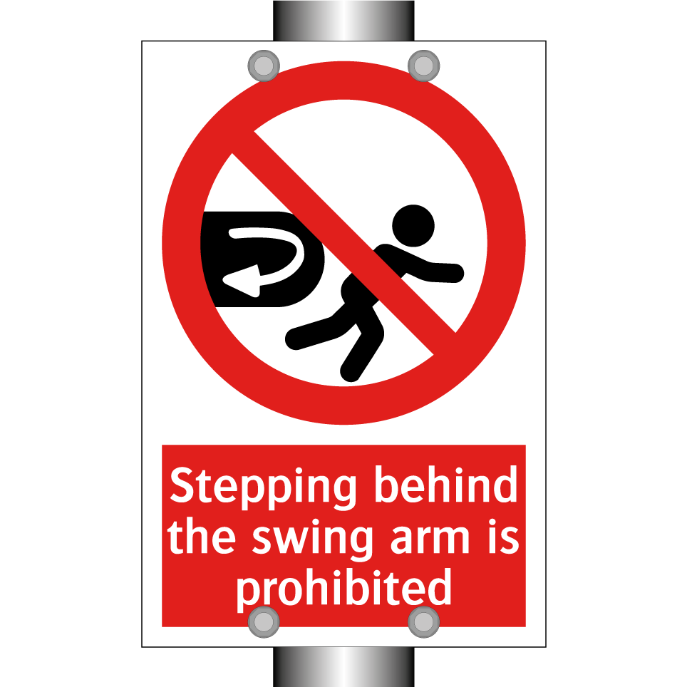 Stepping behind the swing arm is prohibited