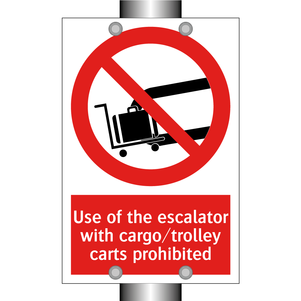 Use of the escalator with cargo/trolley carts prohibited