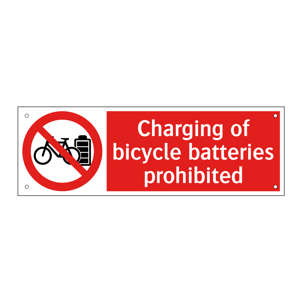 Charging of bicycle batteries prohibited