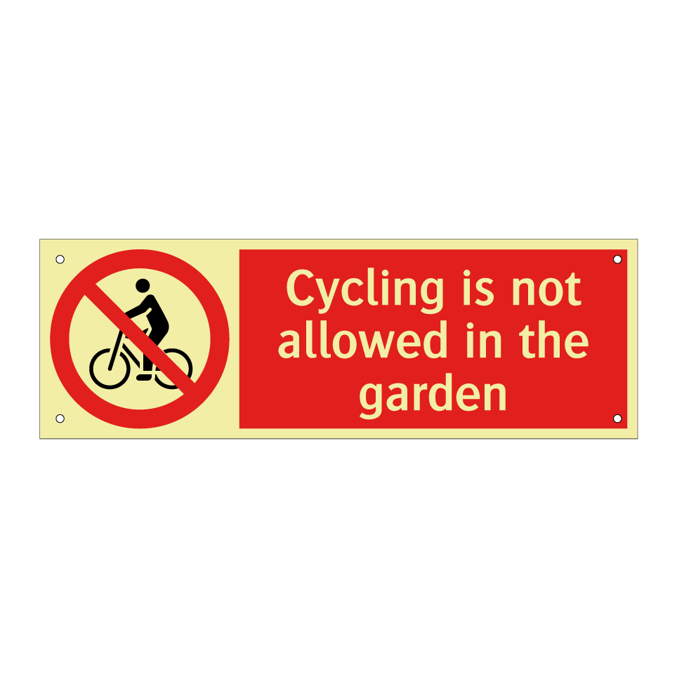 Cycling is not allowed in the garden