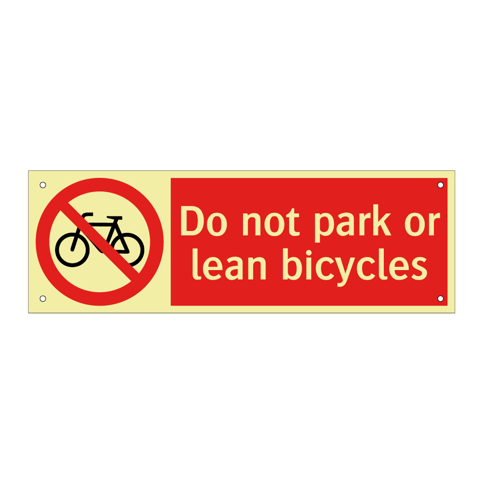 Do not park or lean bicycles