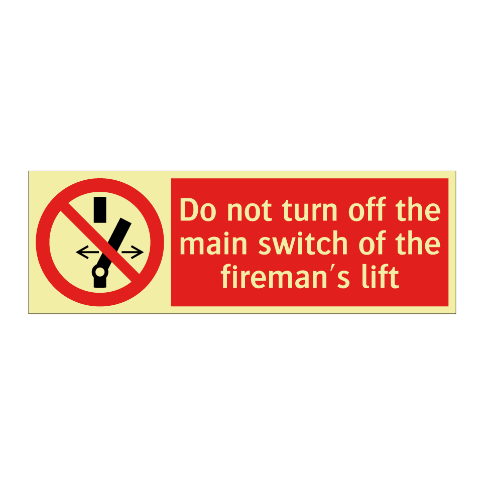 Do not turn off the main switch of the fireman's lift