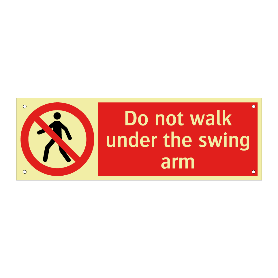 Do not walk under the swing arm