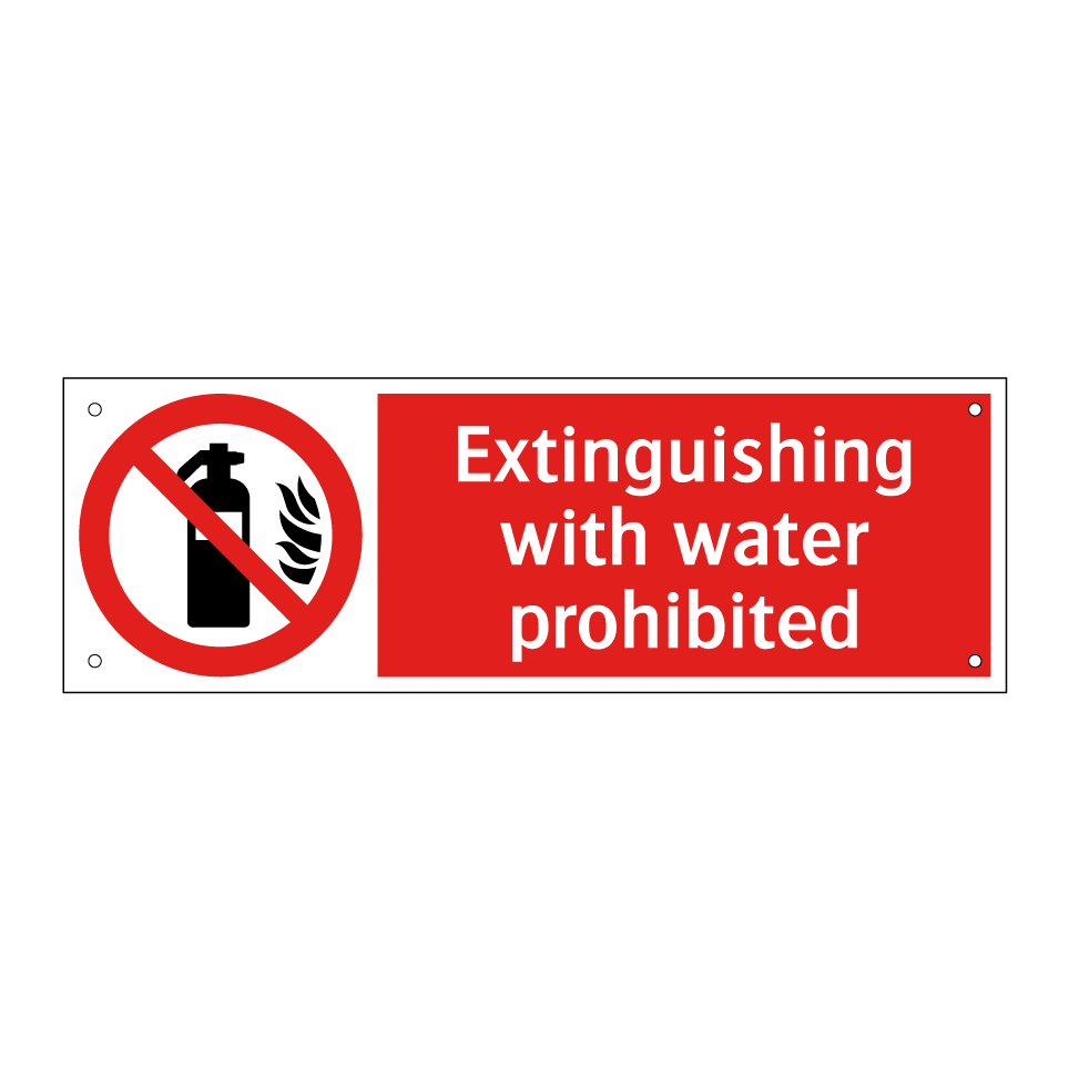 Extinguishing with water prohibited