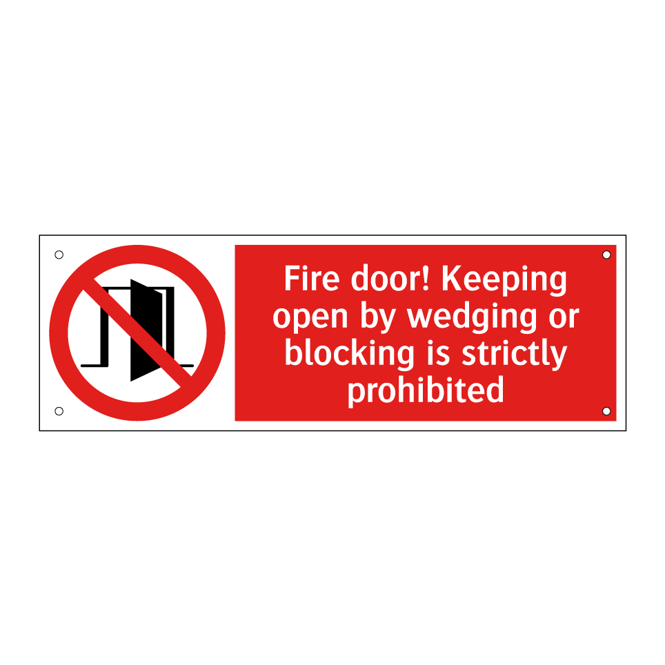 Fire door! Keeping open by wedging or blocking is strictly prohibited