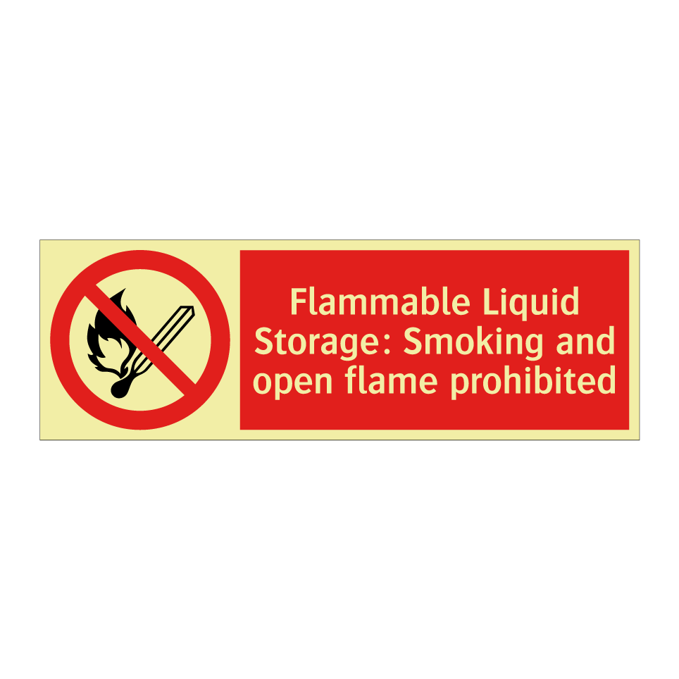 Flammable Liquid Storage: Smoking and open flame prohibited