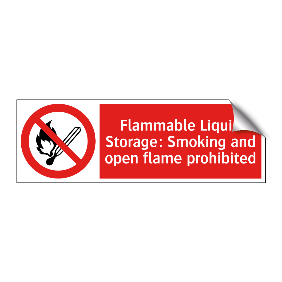Flammable Liquid Storage: Smoking and open flame prohibited