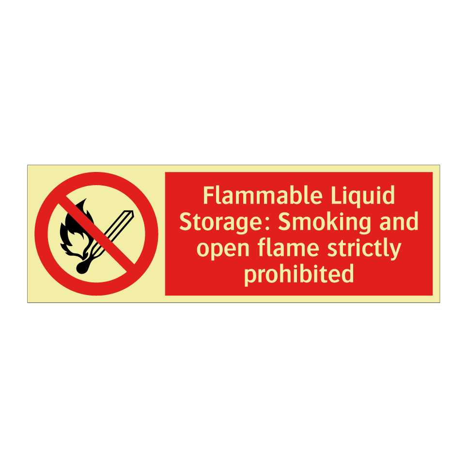 Flammable Liquid Storage: Smoking and open flame strictly prohibited