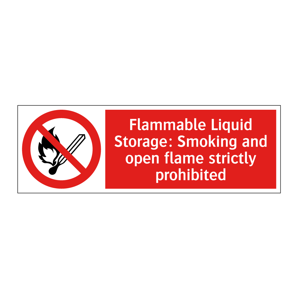 Flammable Liquid Storage: Smoking and open flame strictly prohibited