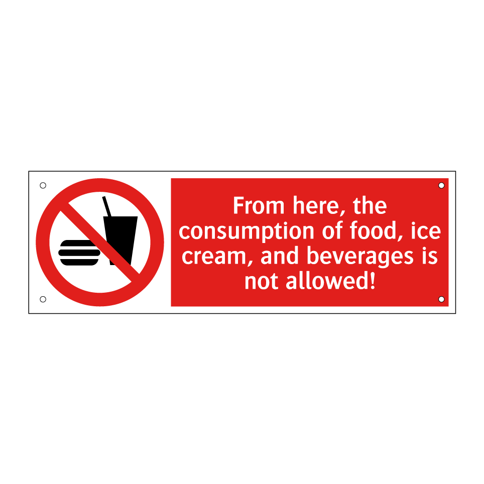 From here, the consumption of food, ice cream, and beverages is not allowed!