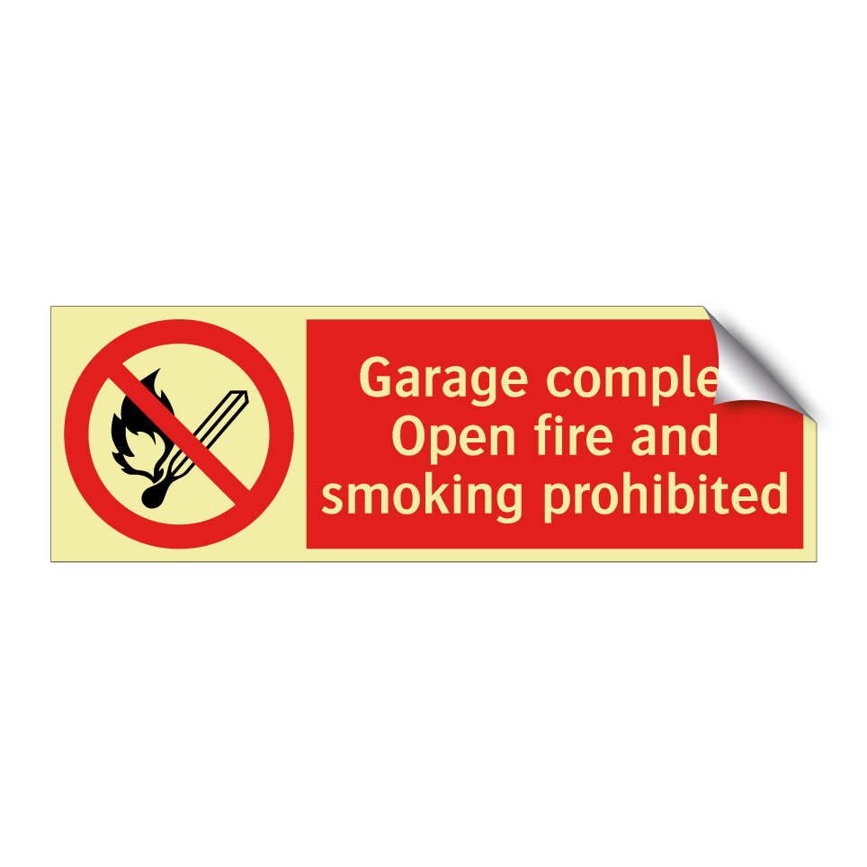 Garage complex Open fire and smoking prohibited