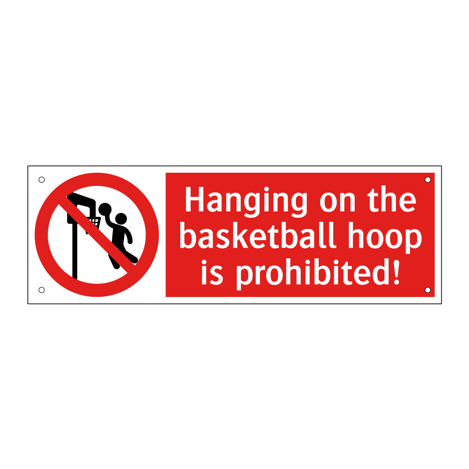 Hanging on the basketball hoop is prohibited!