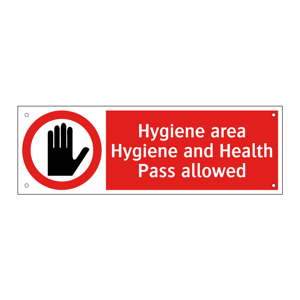 Hygiene area Hygiene and Health Pass allowed