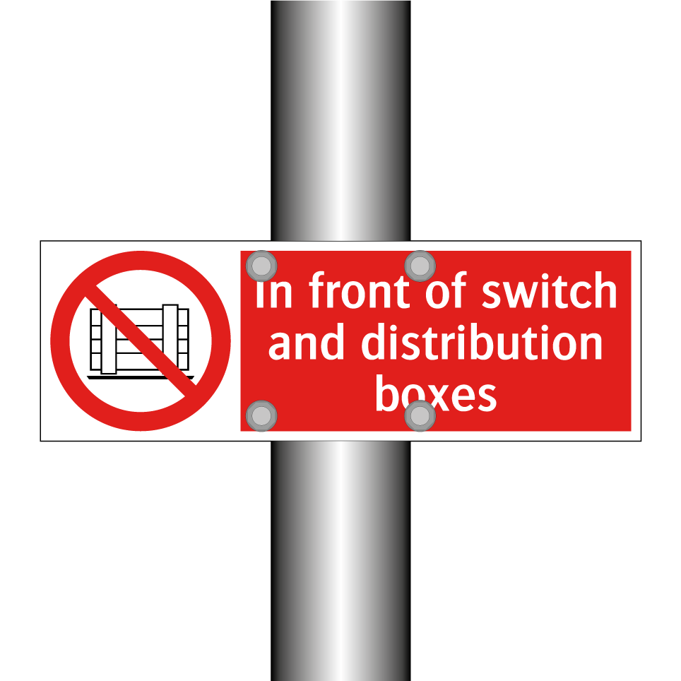 In front of switch and distribution boxes