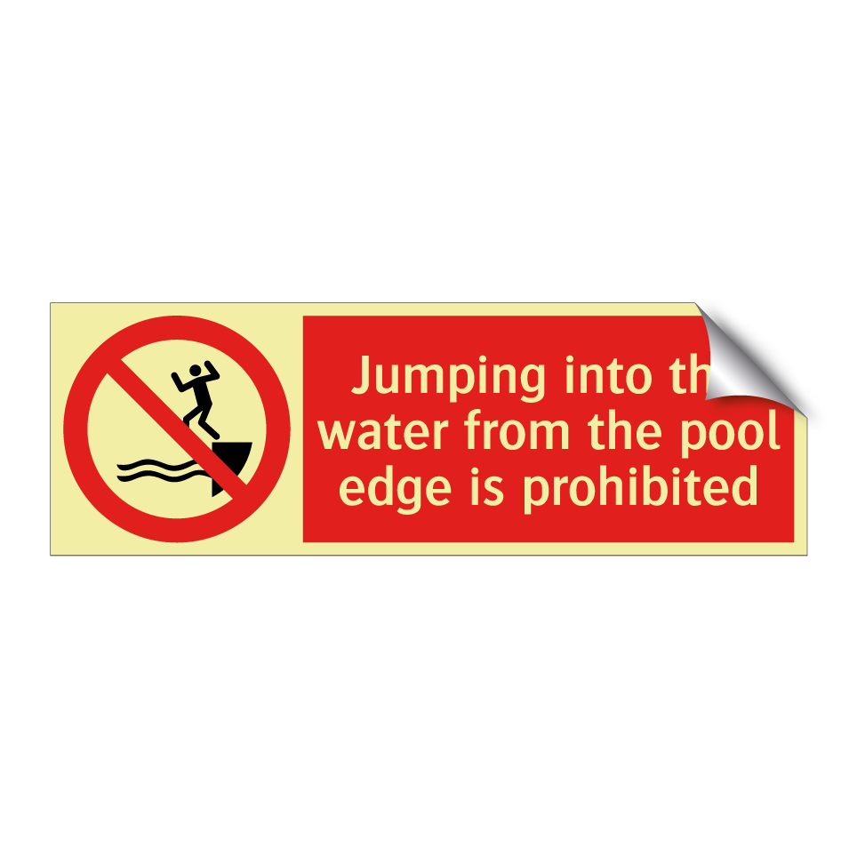 Jumping into the water from the pool edge is prohibited