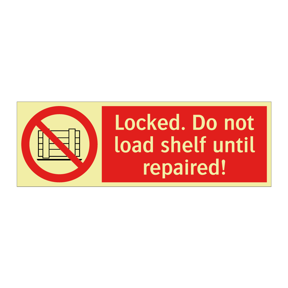 Locked. Do not load shelf until repaired!