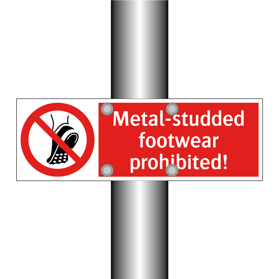 Metal-studded footwear prohibited!