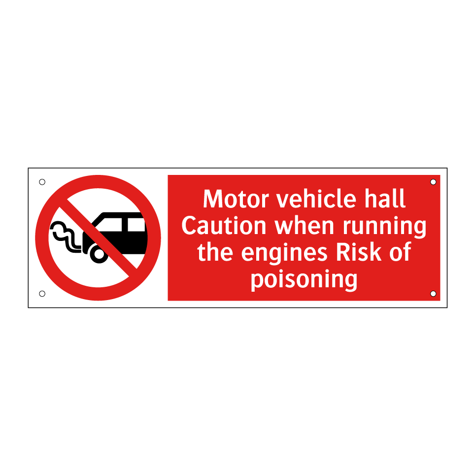 Motor vehicle hall Caution when running the engines Risk of poisoning