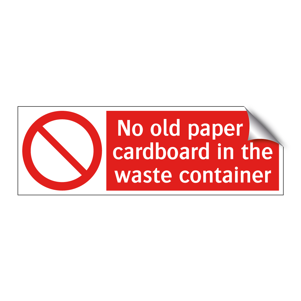No old paper or cardboard in the waste container