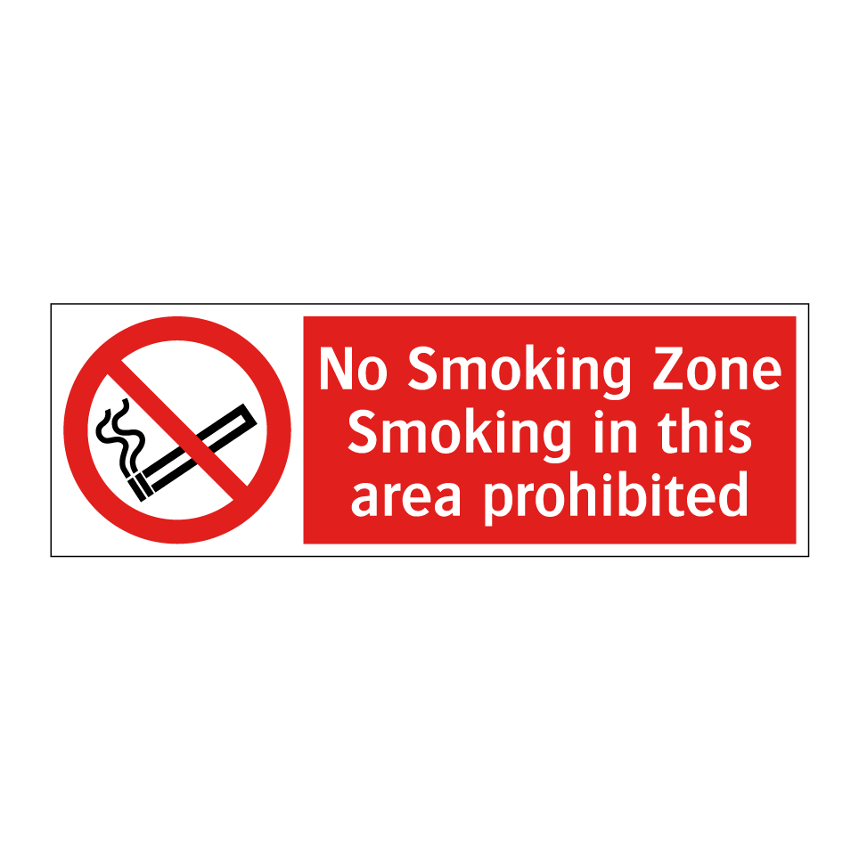 No Smoking Zone Smoking in this area prohibited