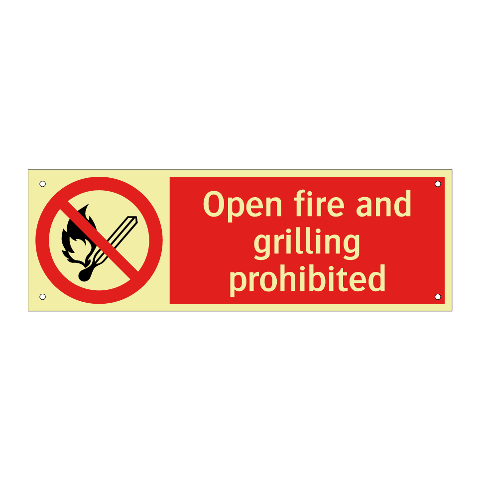 Open fire and grilling prohibited