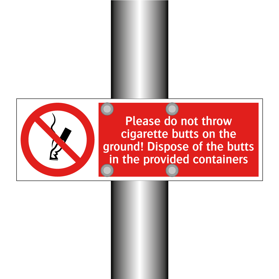 Please do not throw cigarette butts on the ground! Dispose of the butts in the provided containers