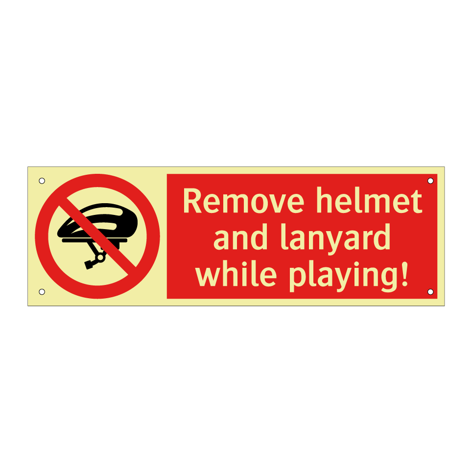 Remove helmet and lanyard while playing!