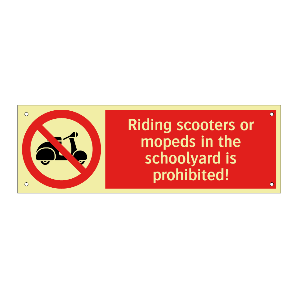 Riding scooters or mopeds in the schoolyard is prohibited!