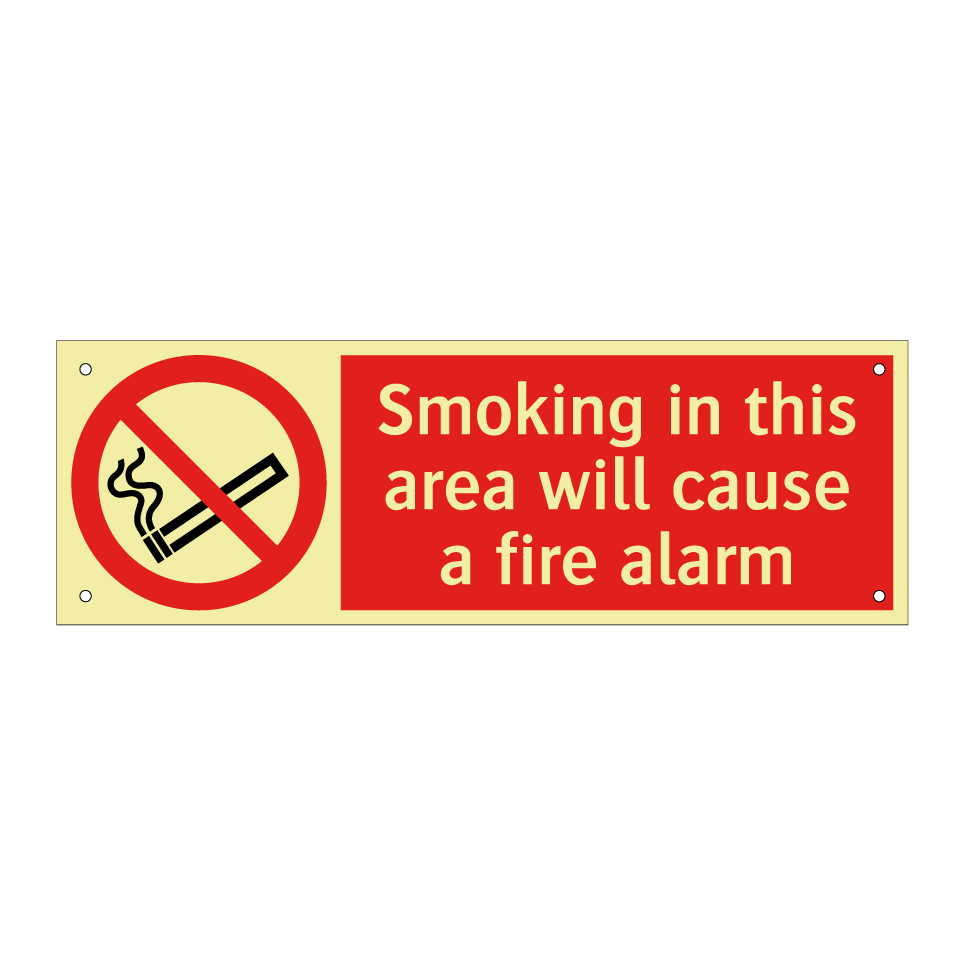 Smoking in this area will cause a fire alarm