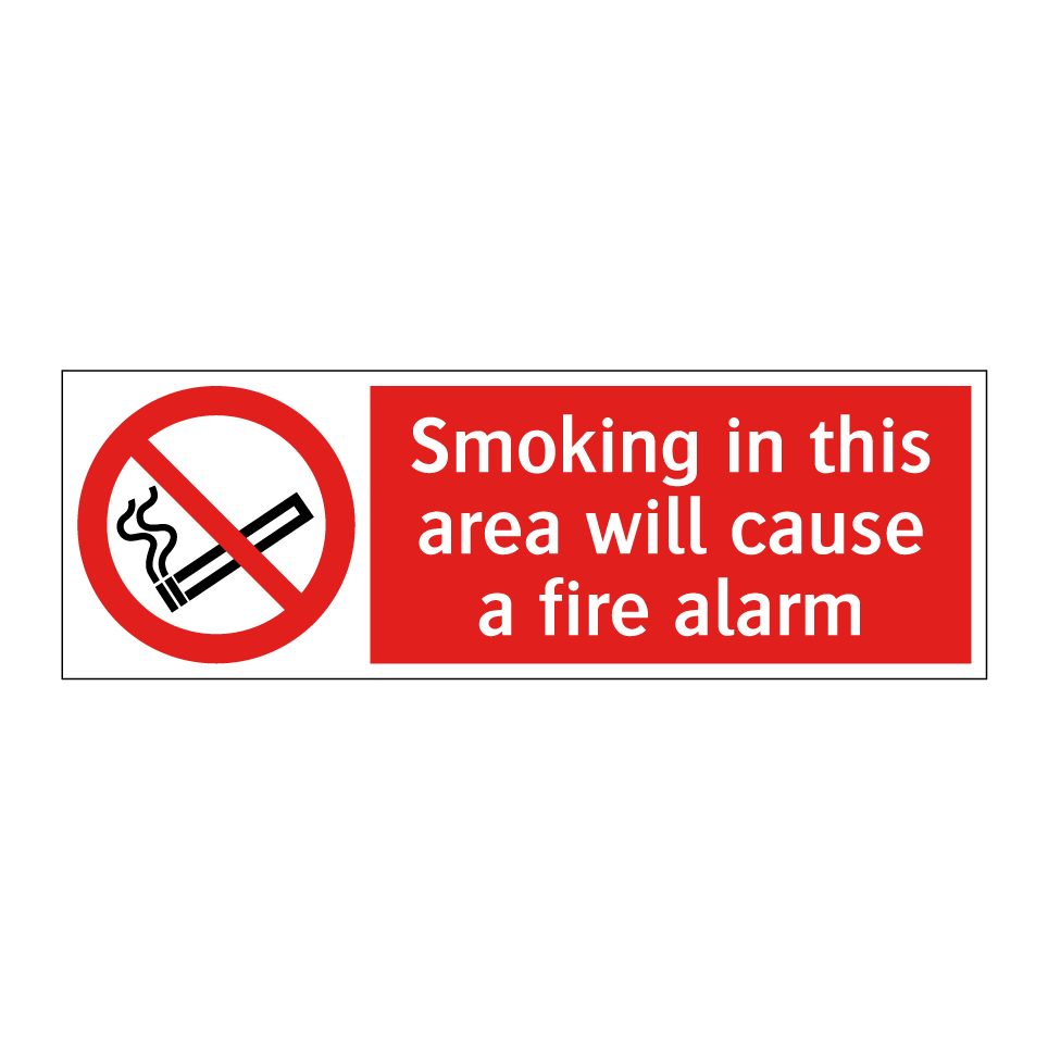 Smoking in this area will cause a fire alarm
