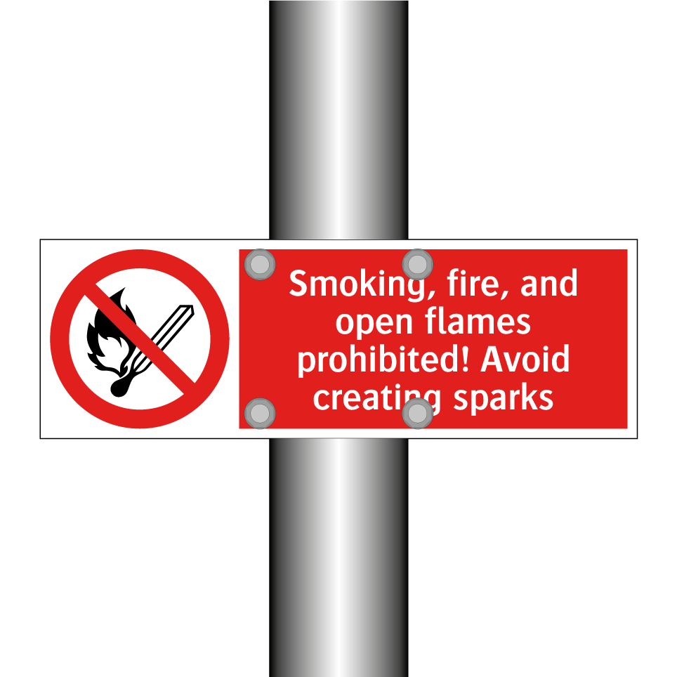 Smoking, fire, and open flames prohibited! Avoid creating sparks