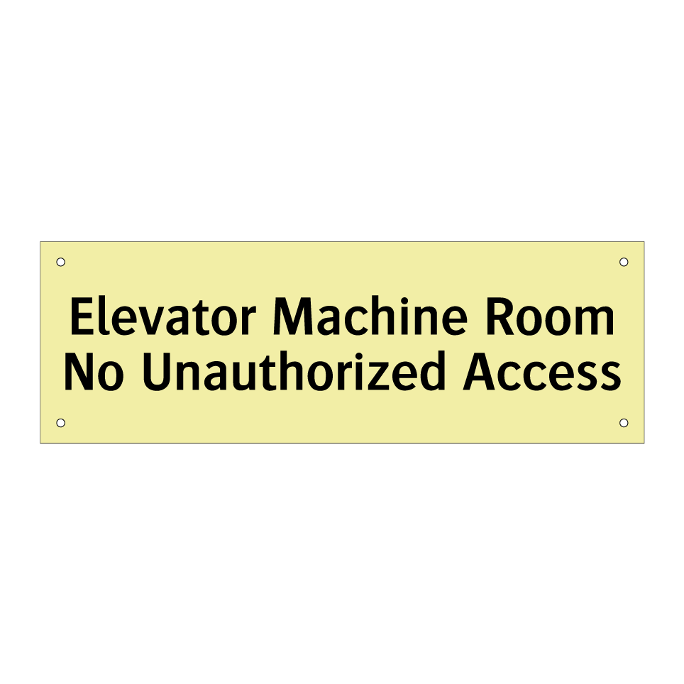 Elevator Machine Room No Unauthorized Access