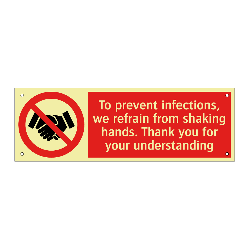 To prevent infections, we refrain from shaking hands. Thank you for your understanding