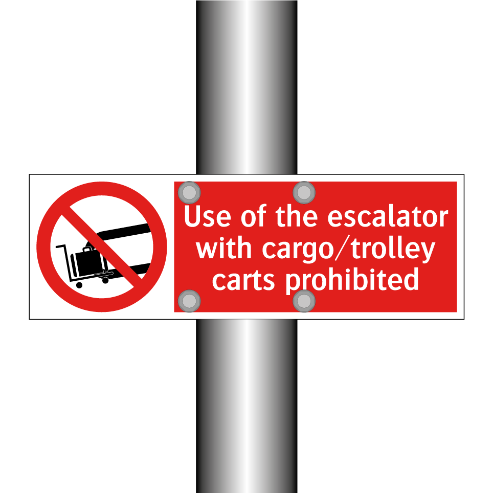 Use of the escalator with cargo/trolley carts prohibited