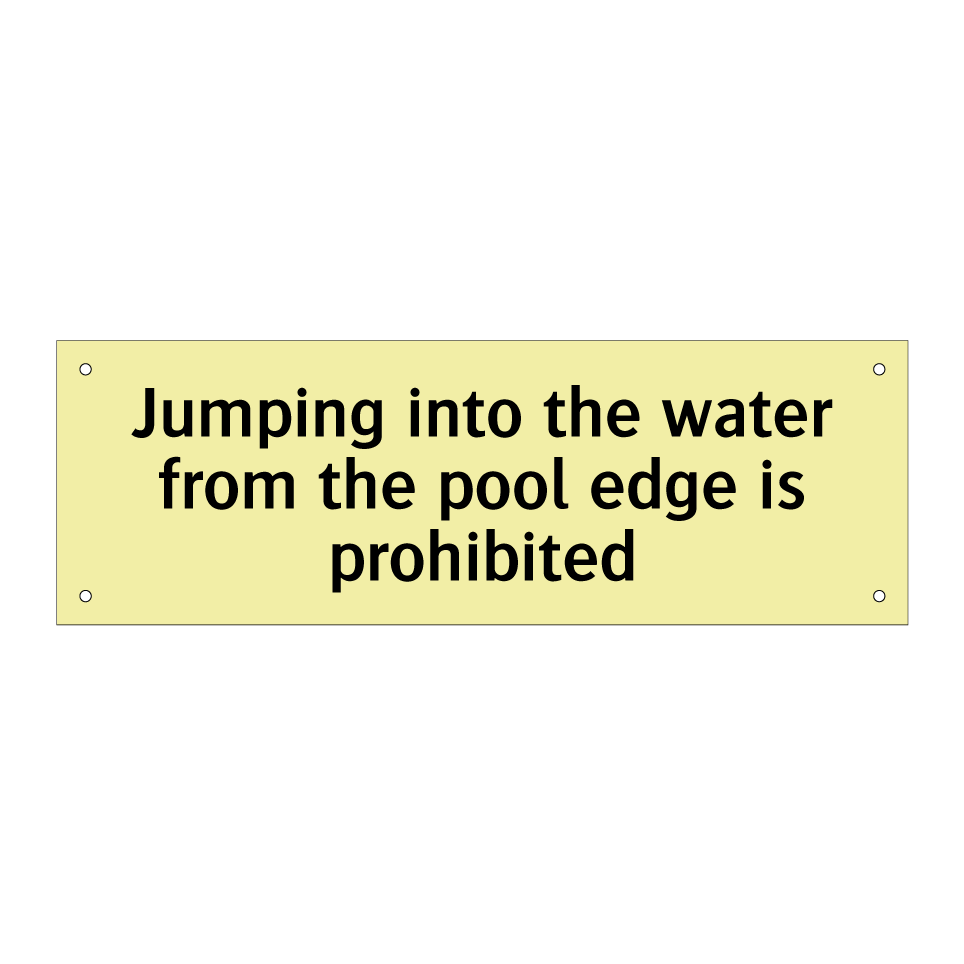Jumping into the water from the pool edge is prohibited