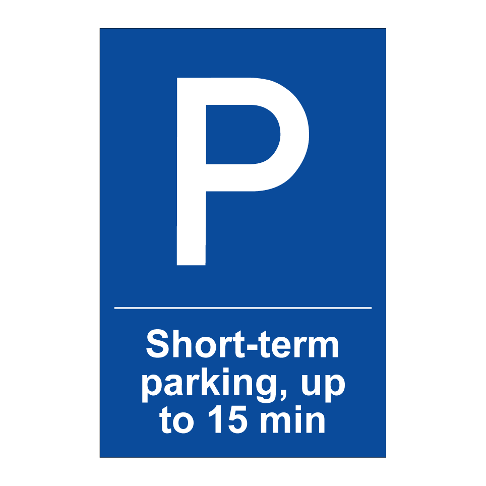 Short-term parking, up to 15 min