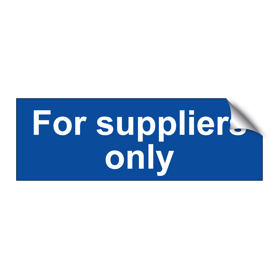 For suppliers only