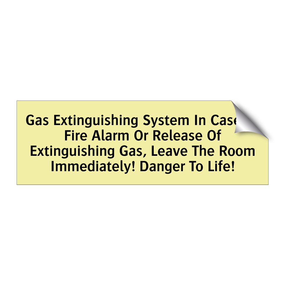 Gas Extinguishing System In Case Of Fire Alarm Or Release Of Extinguishing Gas, Leave The Room Immediately! Danger To Life!