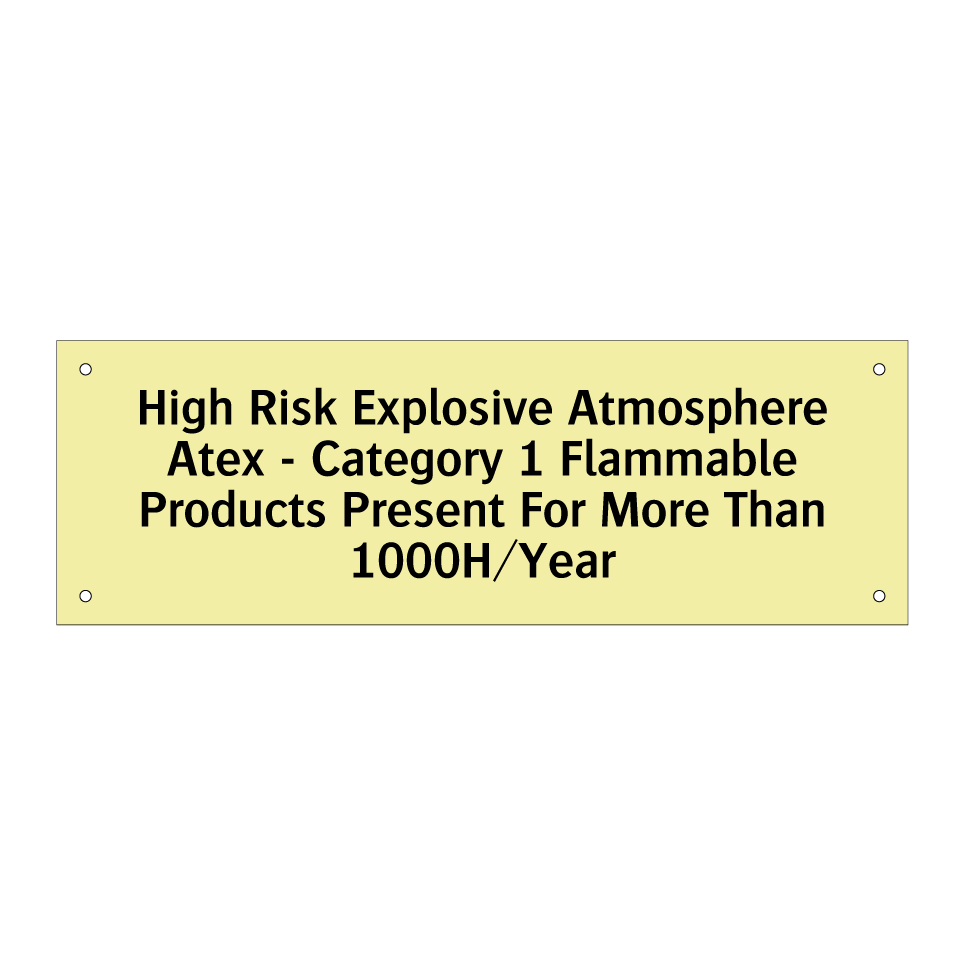 High Risk Explosive Atmosphere Atex - Category 1 Flammable Products Present For More Than 1000H/Year