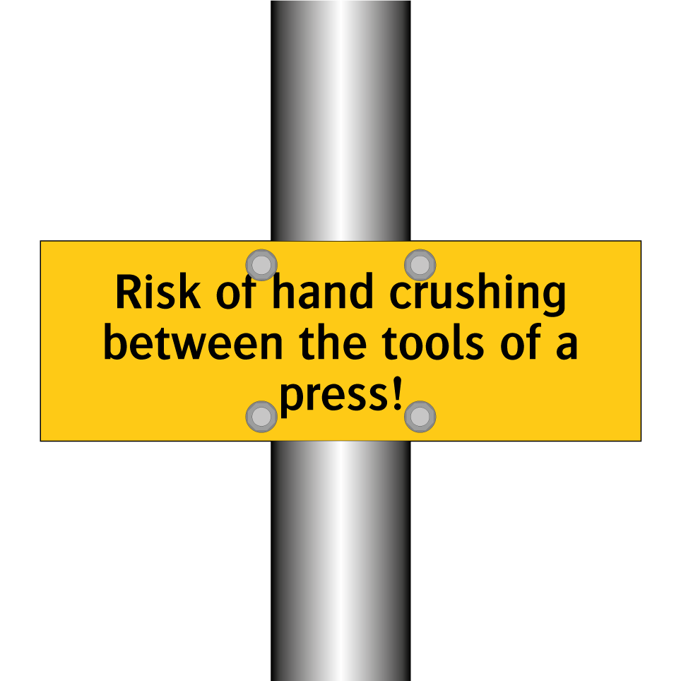 Risk of hand crushing between the tools of a press!