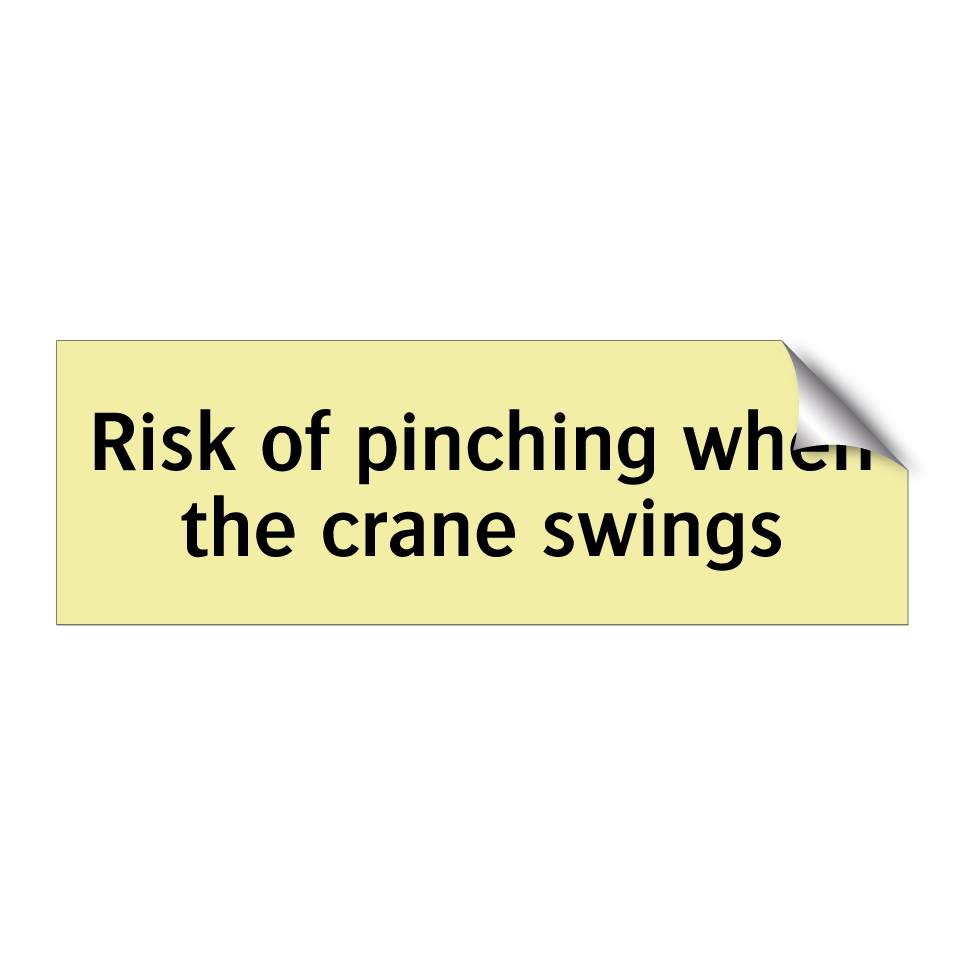 Risk of pinching when the crane swings