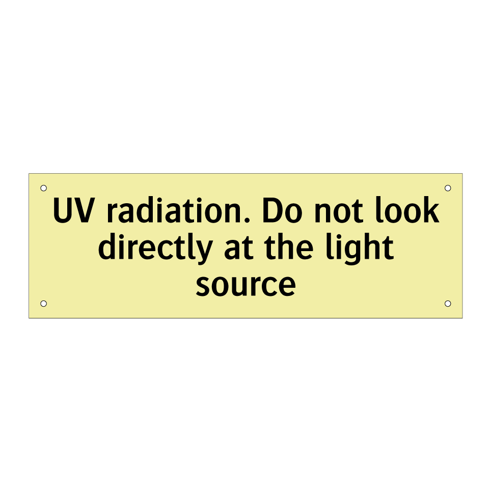UV radiation. Do not look directly at the light source