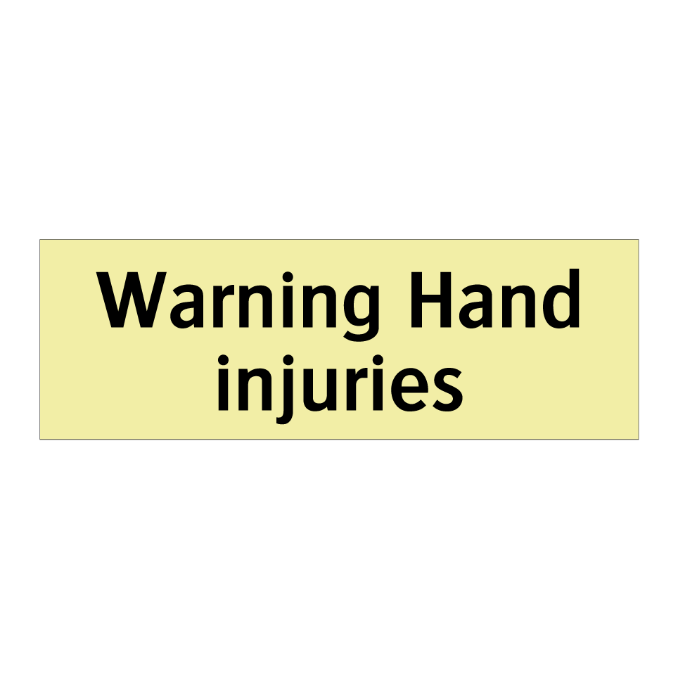 Warning Hand injuries